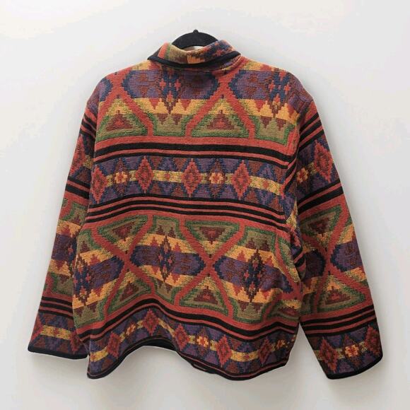 Jane Ashley Women's XL Boho Multicolor Southwestern Aztec Tapestry Jacket - Picture 3 of 6